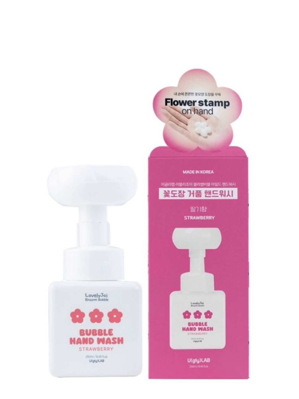LovelyJoi Bubble Hand Wash | Strawberry Scent | Flower Stamp on Hand